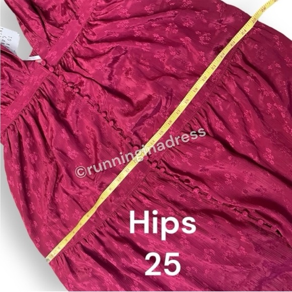 NWT Free People Cha Cha Maxi Dress In Red Cape Sleeve Empire Waist Size Medium - Picture 15 of 16